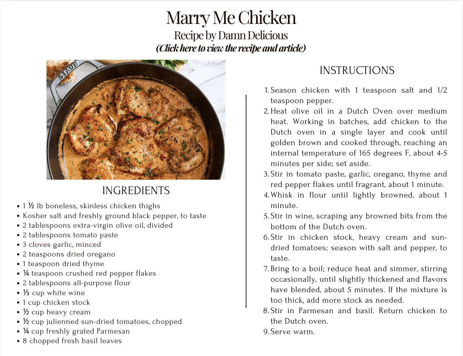 Marry Me Chicken